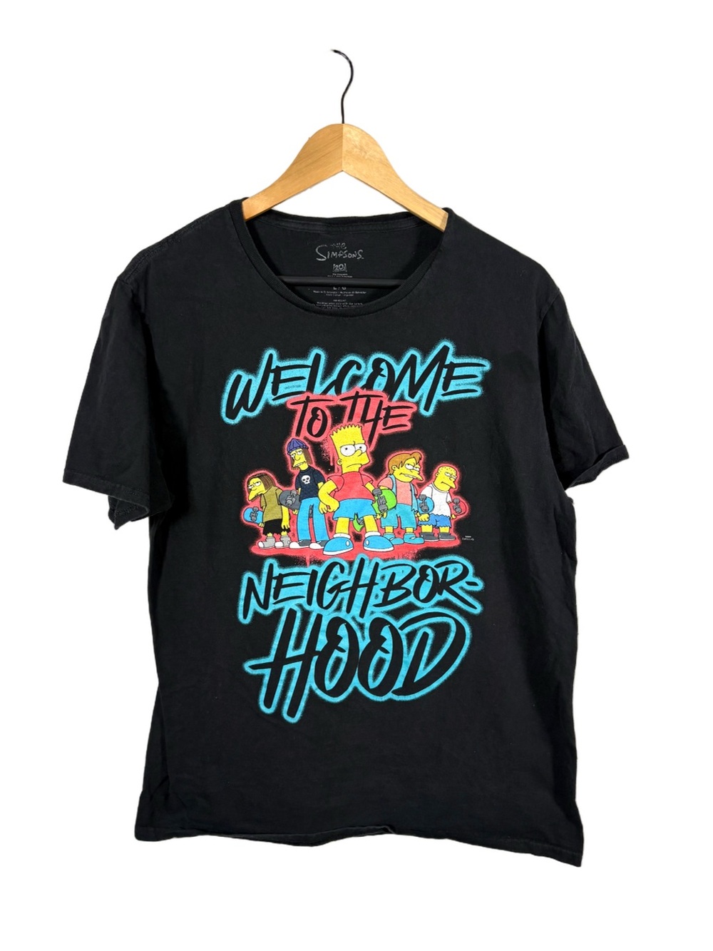 The Simpsons Bart Welcome to the Neighborhood Graphic T-Shirt Large Black